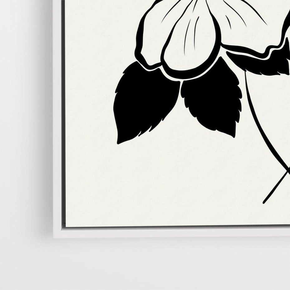 Obraz w ramie 80x80 - Poezja kwiecistej kreski - kwiaty, minimalistyczne - rama biała