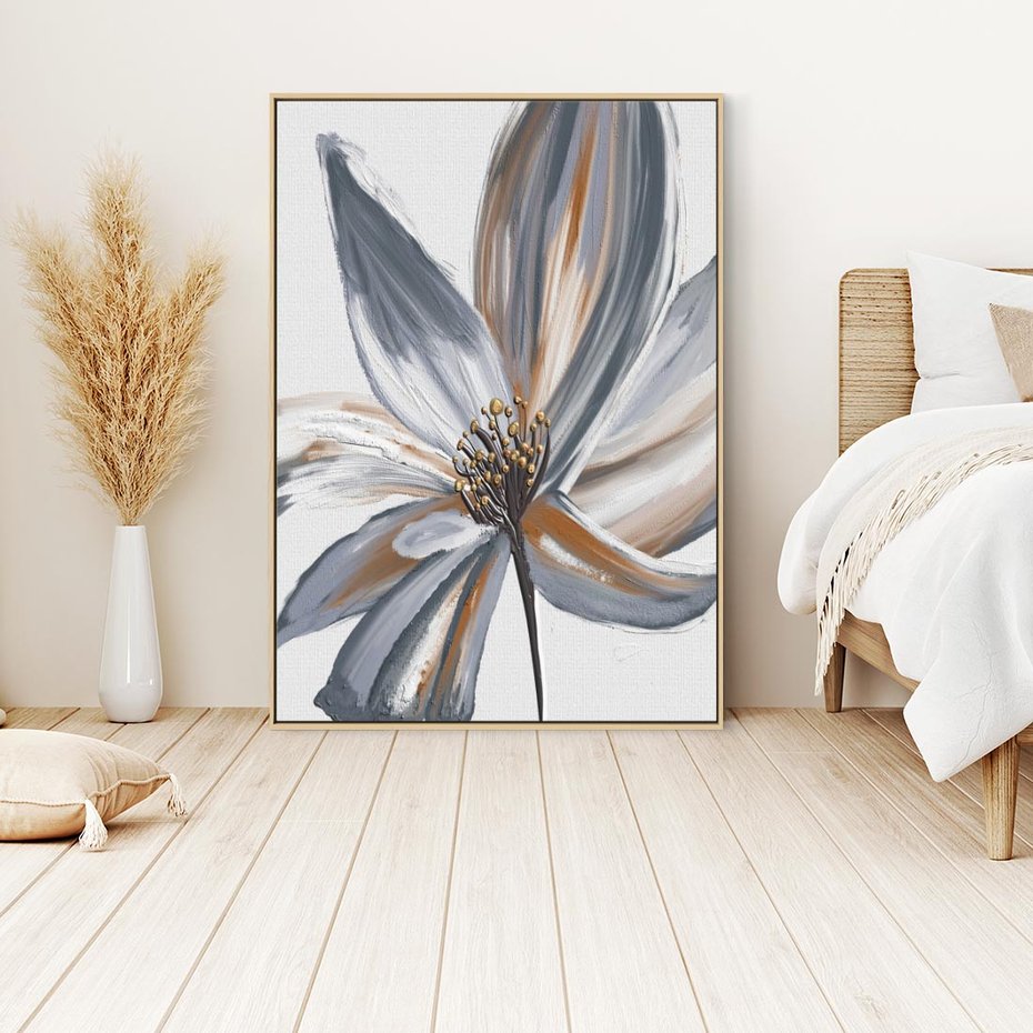 Obraz w ramie 80x120 - Olejne kwiaty - wyraz emocji - kwiaty, malowane - rama drewno