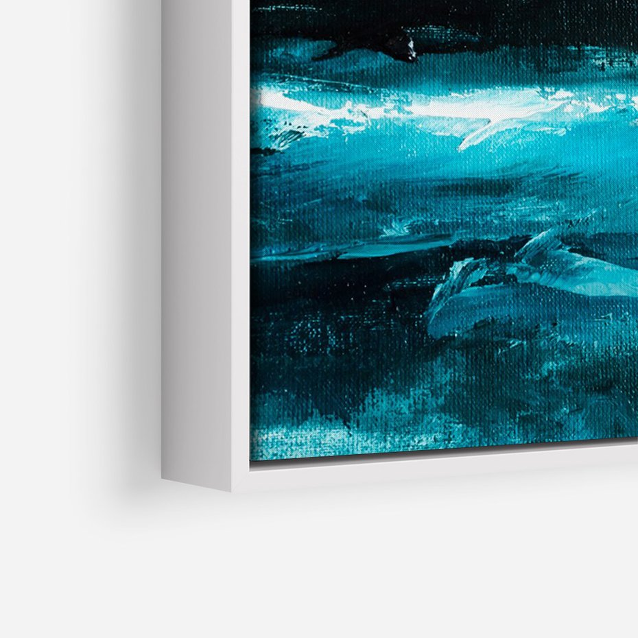 Obraz w ramie 50x70 - Burza Nad Granatowym Oceanem - piękny marynistyczny obraz olejny, wzburzone ciemne morze - rama biała