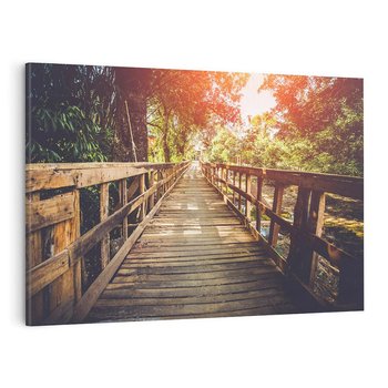 Obraz na płótnie 120x80 - Optyczne wrażenie na drewnianym moście - most, drewniany