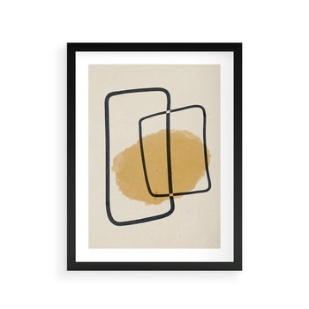 Plakat w ramie 50x70 - Rozkwitające Formy - abstrakcyjne nieregularne kształty, minimalistyczny plakat - rama czarna