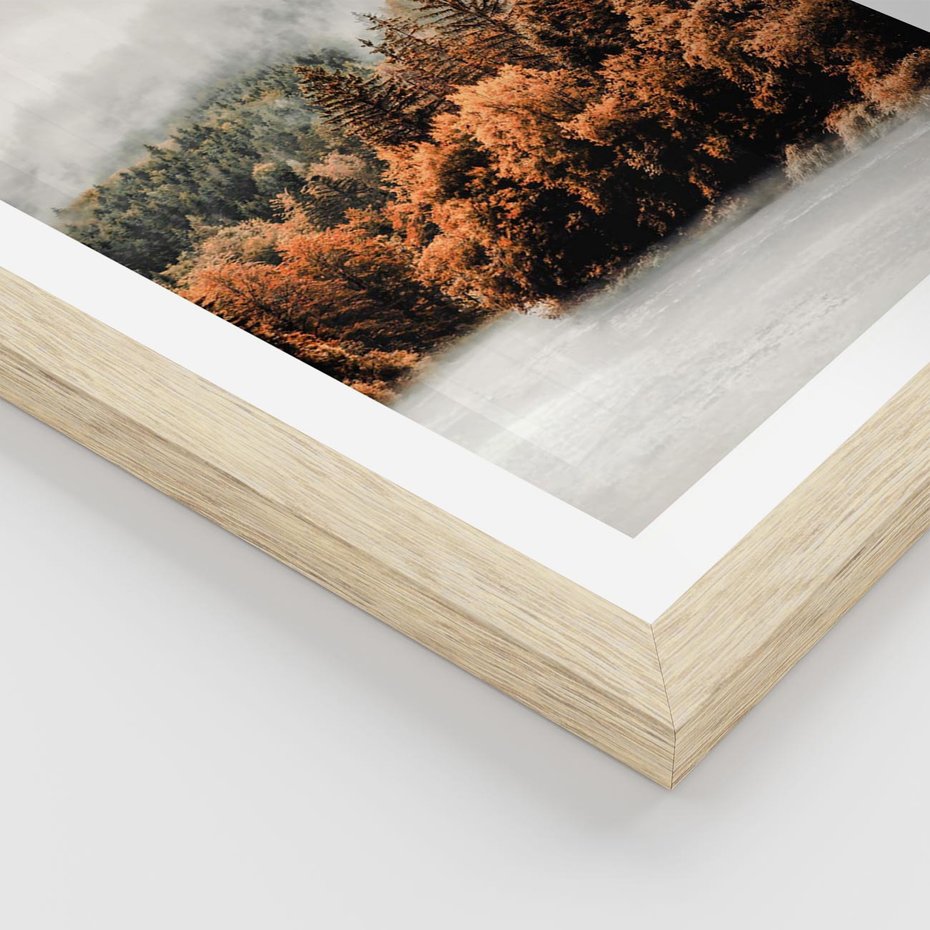 Plakat w ramie 30x40 - Jesienna Mgła - las, góry - rama drewno