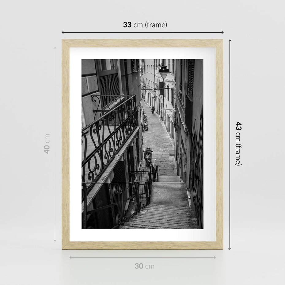 Plakat w ramie 30x40 - Magiczne spacery - uliczka, perspektywa - rama drewno