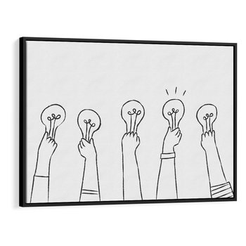 Obraz w ramie 100x70 - Idea w Rękach - szkic, grafika - rama czarna