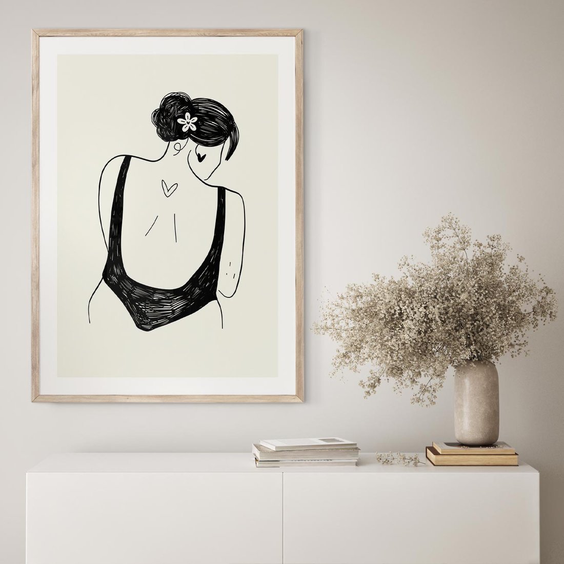 Plakat w ramie 50x70 - Echa Piękna - piękno kobiecego ciała, kobieta - rama drewno