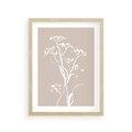 Plakat w ramie 30x40 - Harmonijne Mini Boho - minimalistyczny delikatny obraz, beżowe odcienie - rama drewno