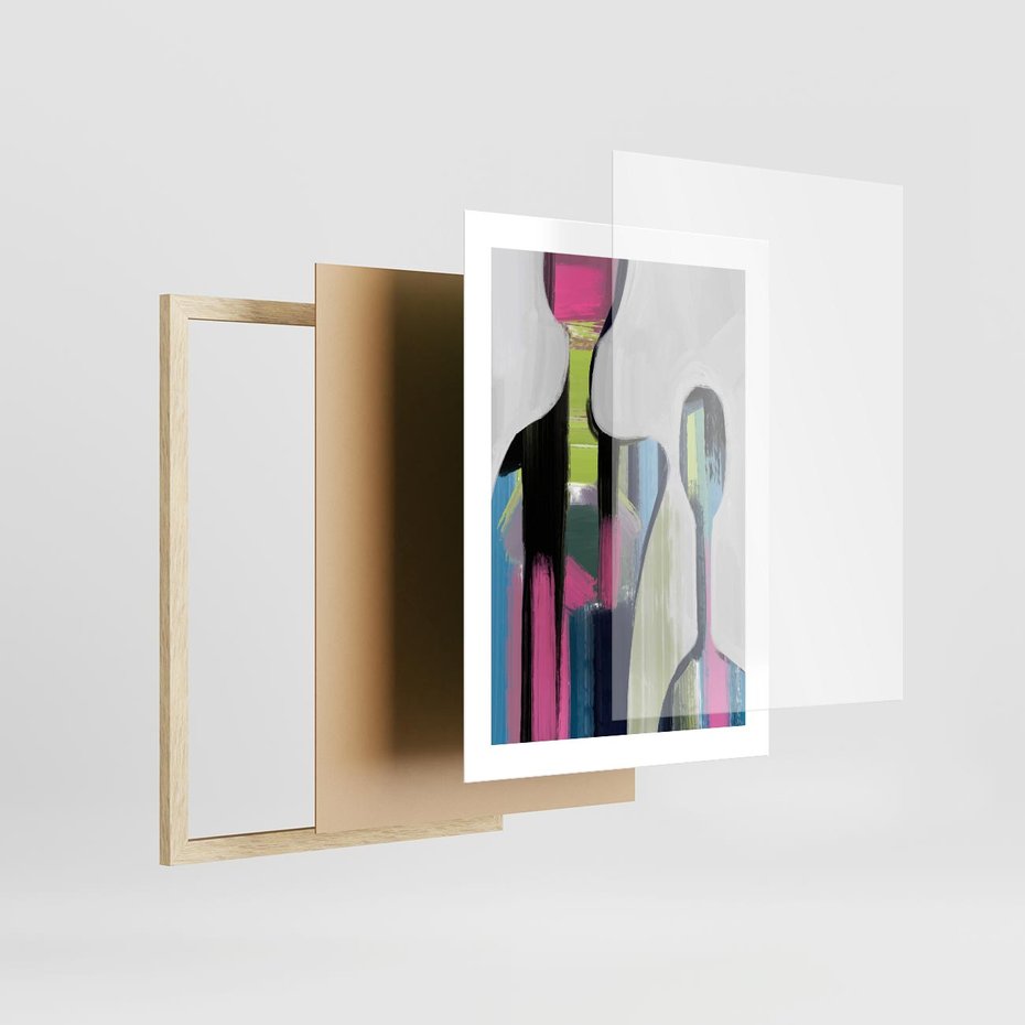 Plakat w ramie 30x40 - Wnętrza Kształtów - abstrakcyjna sztuka, nowoczesny obraz - rama drewno