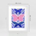 Plakat w ramie 30x40 - Delikatna Symfonia Natury - motyle, rośliny - rama biała