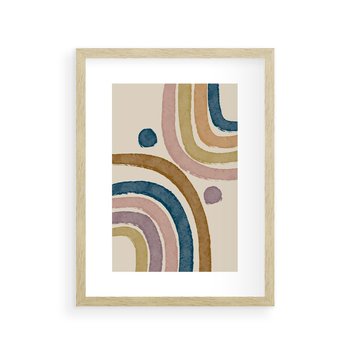 Plakat w ramie 50x70 - Kształtujące Inspiracje - abstrakcyjne tęcze, kompozycja - rama drewno