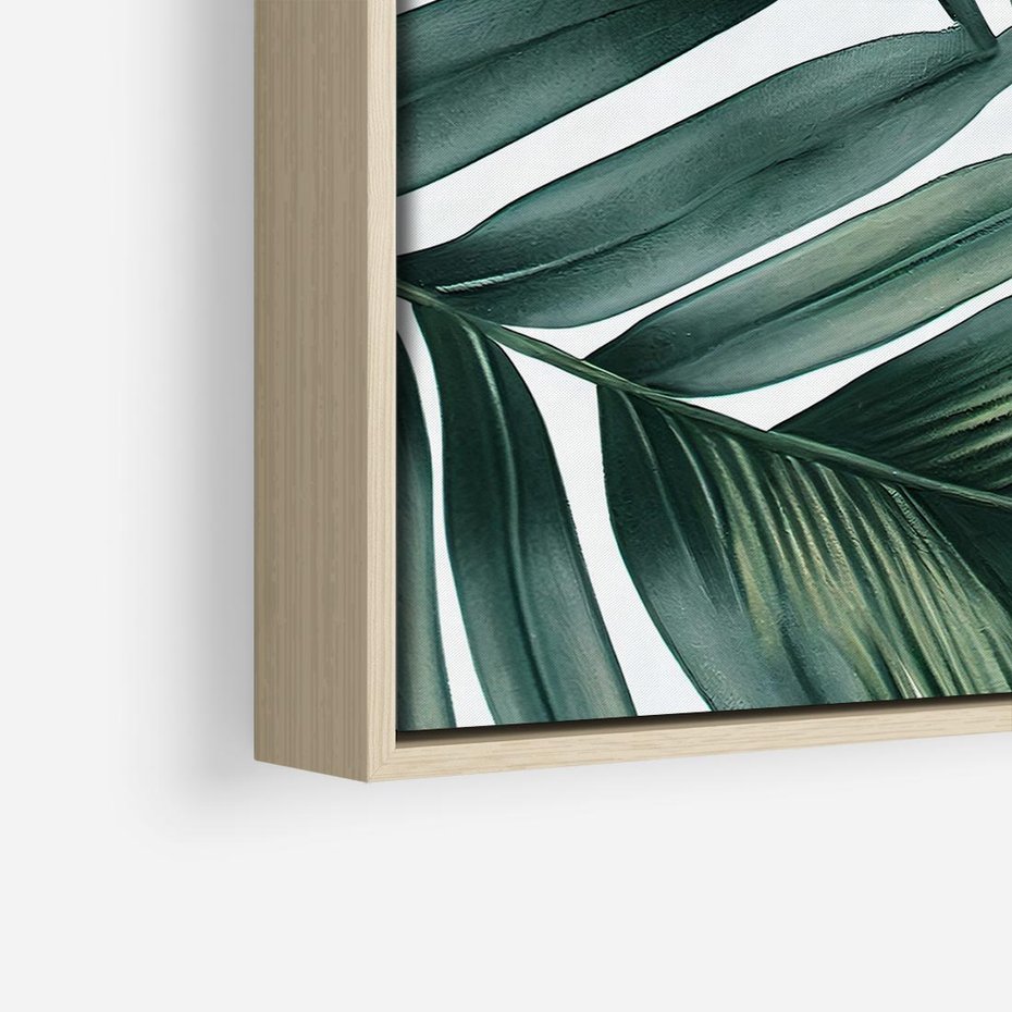 Obraz w ramie 80x80 - Ruchome liście czasu - liście palmy, tropikalne - rama drewno
