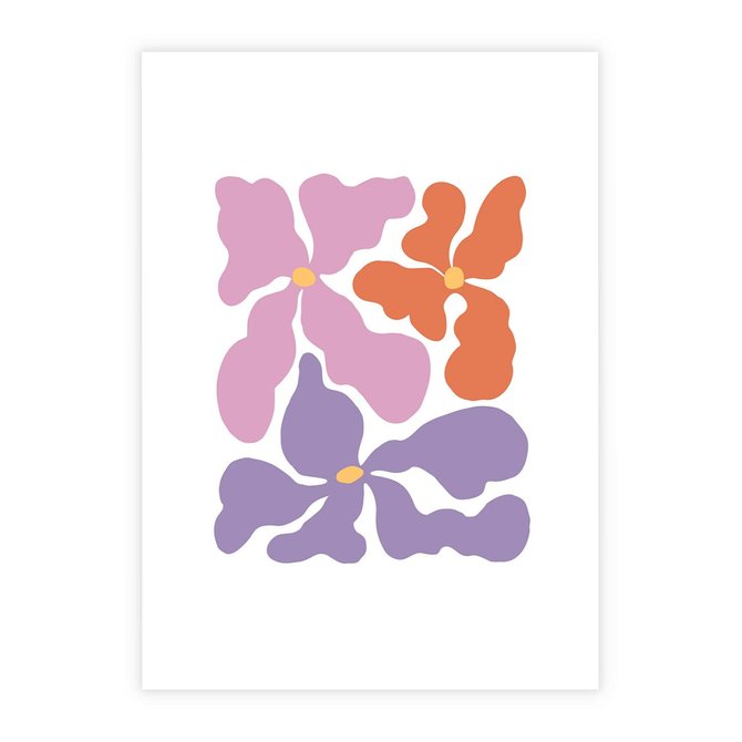 Plakat bez ramy 30x40 - Bezgraniczne Wibracje - abstrakcyjne kolorowe kwiaty, minimlizm