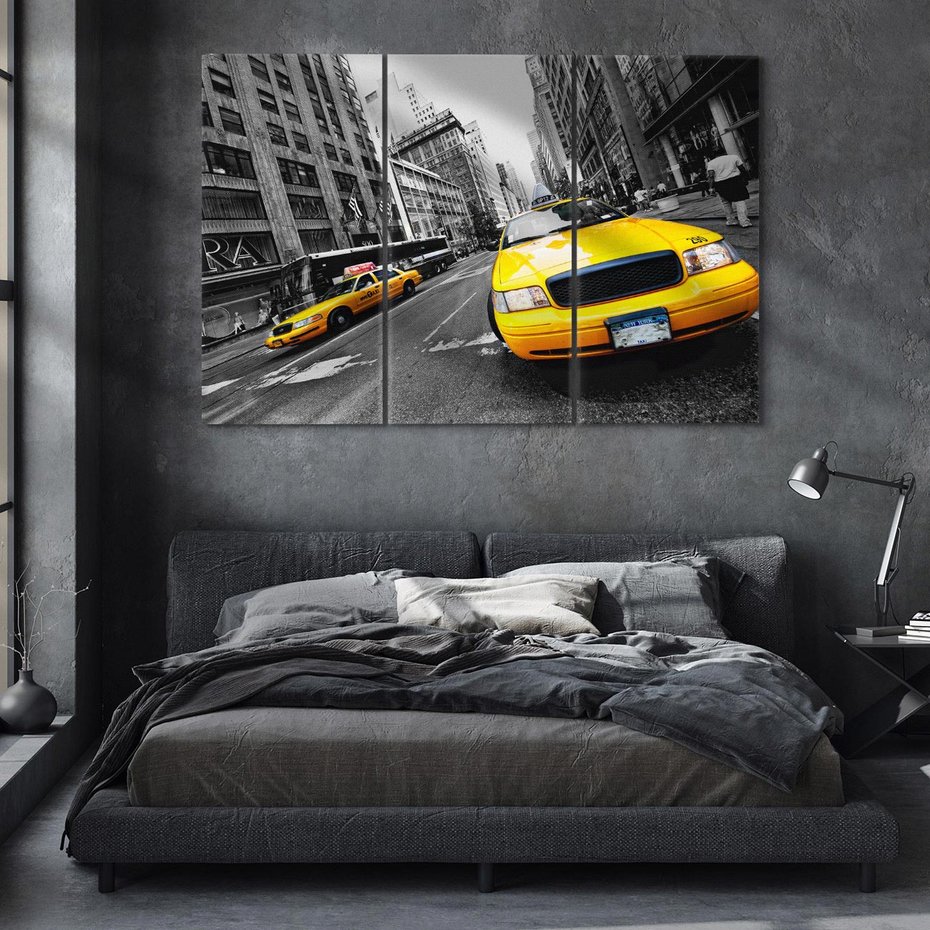 Obraz na płótnie 120x80 - Dynamiczny TAXI w Nowym Jorku - TAXI, NY