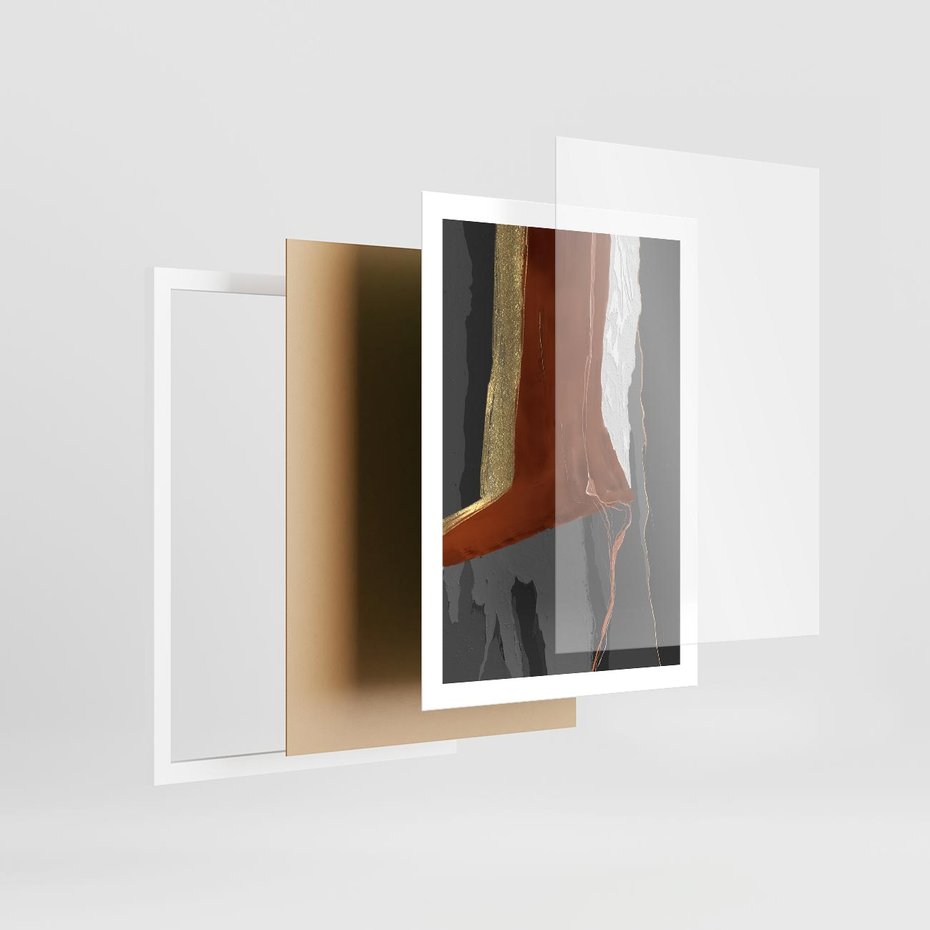 Plakat w ramie 50x70 - Abstrakcyjna impresja - abstrakcja, nowoczesny - rama biała