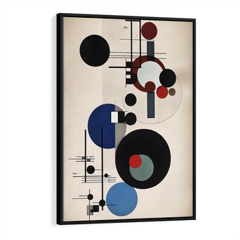 Obraz w ramie 50x70 - Rozkwitające Wibracje Wyobraźni - abstrakcyjna geometryczna kompozycja, koła linie - rama czarna