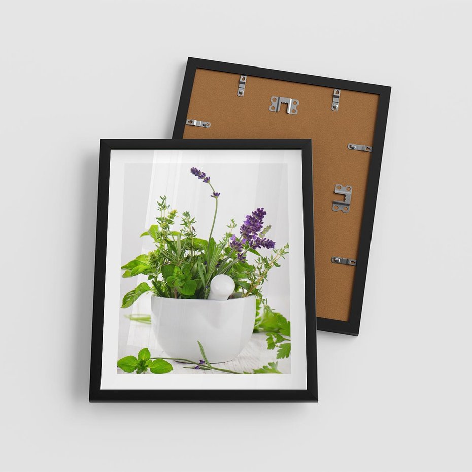 Plakat w ramie 40x50 - Kwiaty i zioła w restauracji - kwiaty, zioła - rama czarna