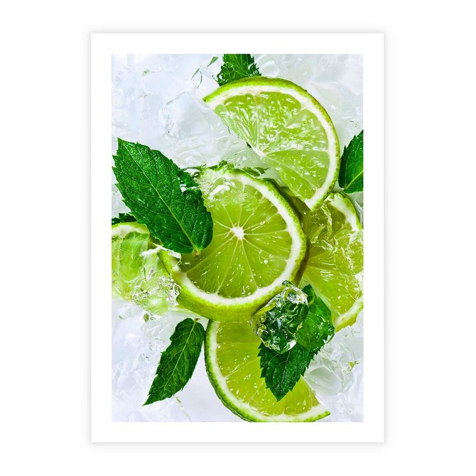 Plakat bez ramy 21x30 - Ożywczy duet limonek i cytryn - limonki, cytryny