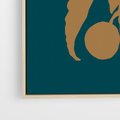 Obraz w ramie 50x70 - Boho Ekspresja Emocji - abstrakcyjna boho grafika, ciemne zielone tłó - rama drewno