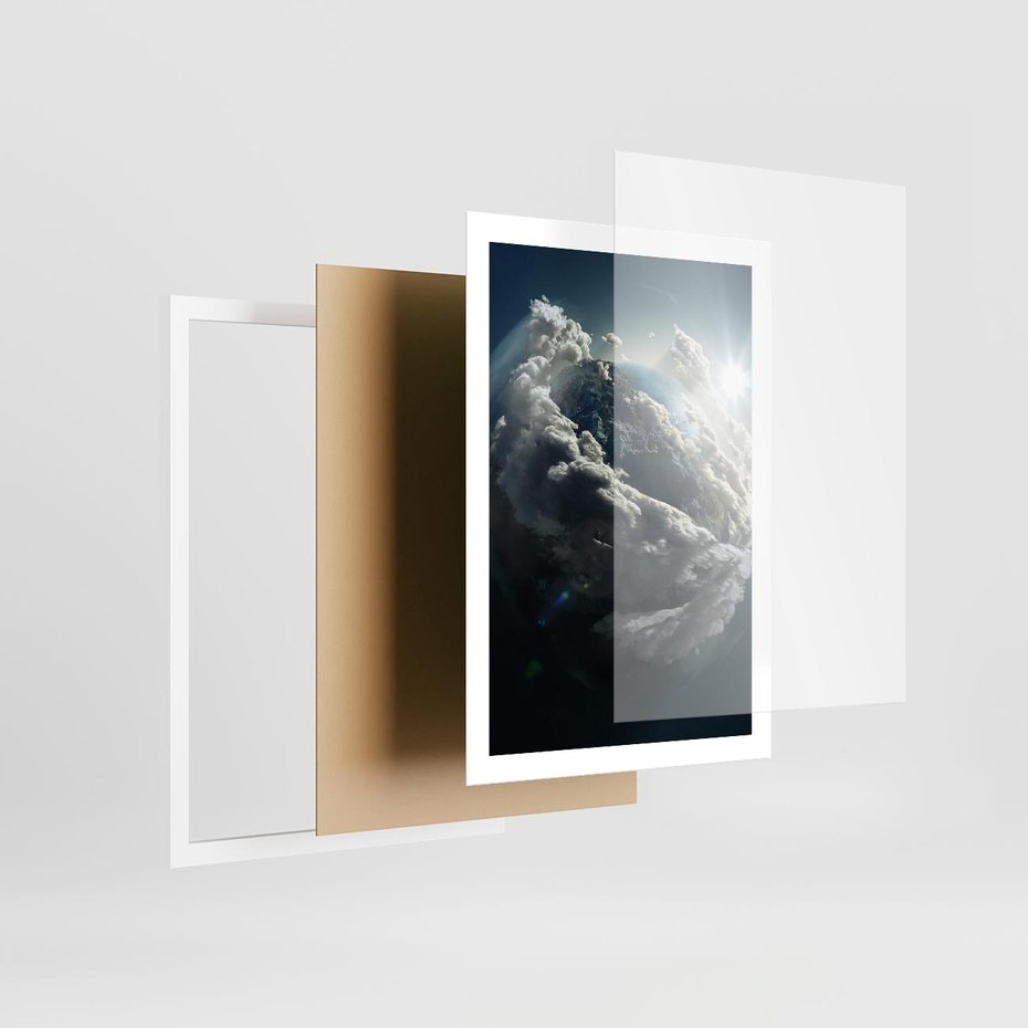 Plakat w ramie 50x70 - Chmurowa aura nad horyzontem - atmosfera, chmury - rama biała