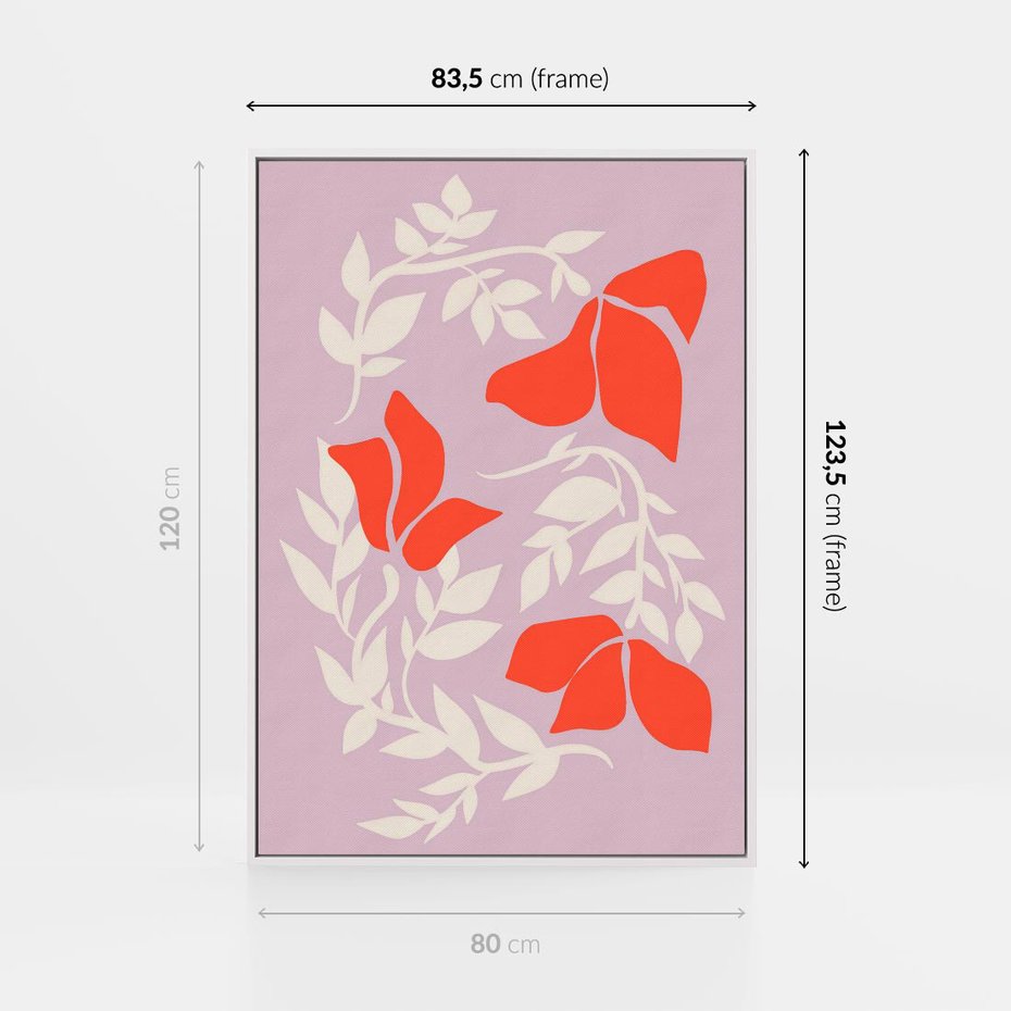 Obraz w ramie 80x120 - Kwiatowa Kreatywność - nowoczesny plakat, roślinne motywy - rama biała