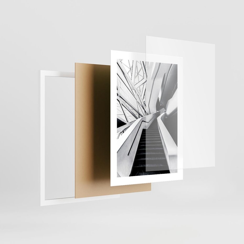 Plakat w ramie 30x40 - Współczesne Kształty - architektura, nowoczesne formy - rama biała