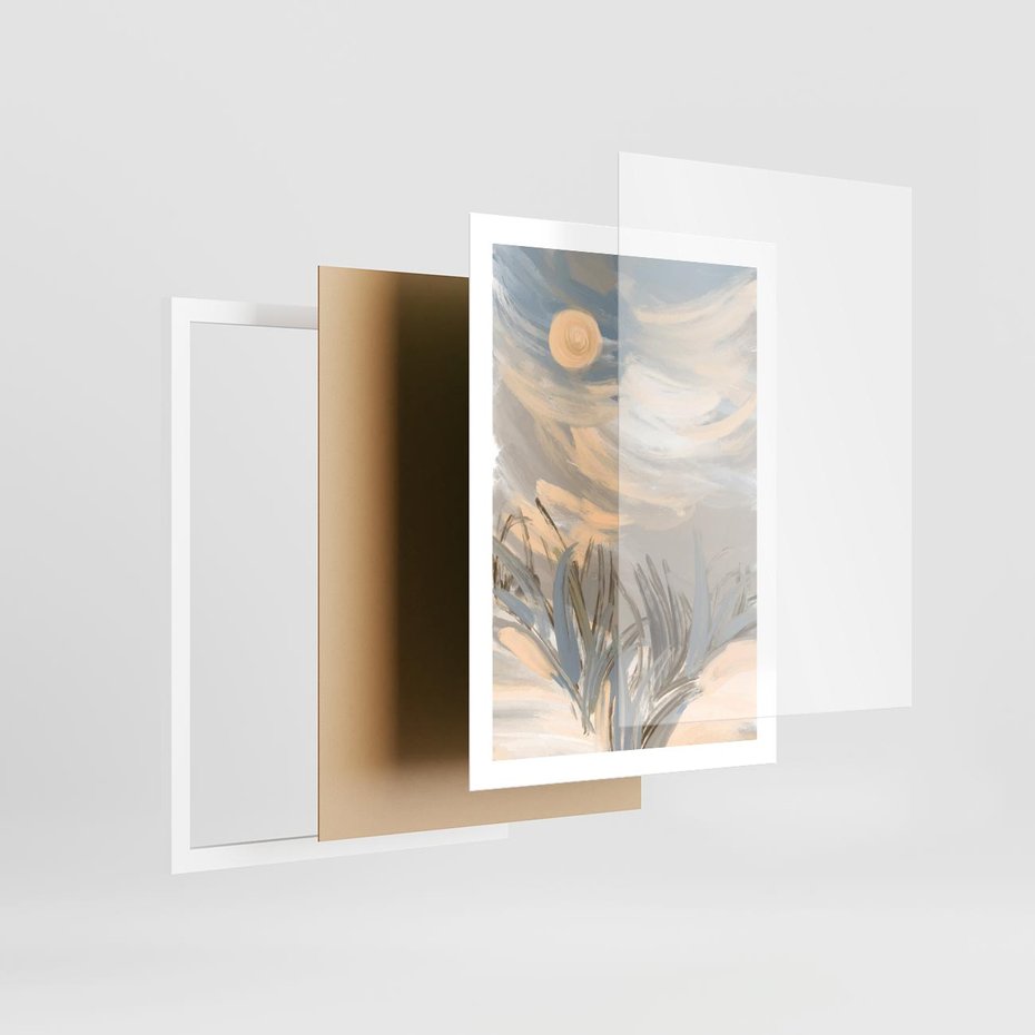 Plakat w ramie 50x70 - Światłości Taniec - akwarela, obraz - rama biała