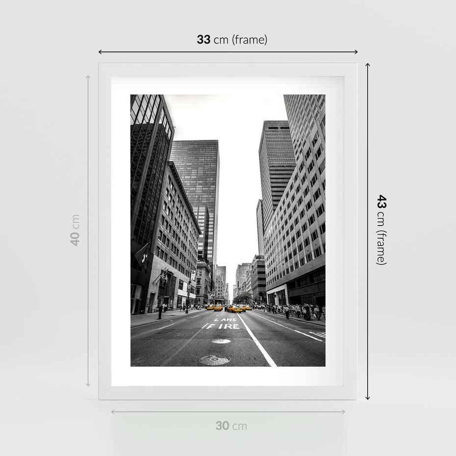 Plakat w ramie 30x40 - Ulica Nowego Jorku - ulica, Nowy Jork - rama biała