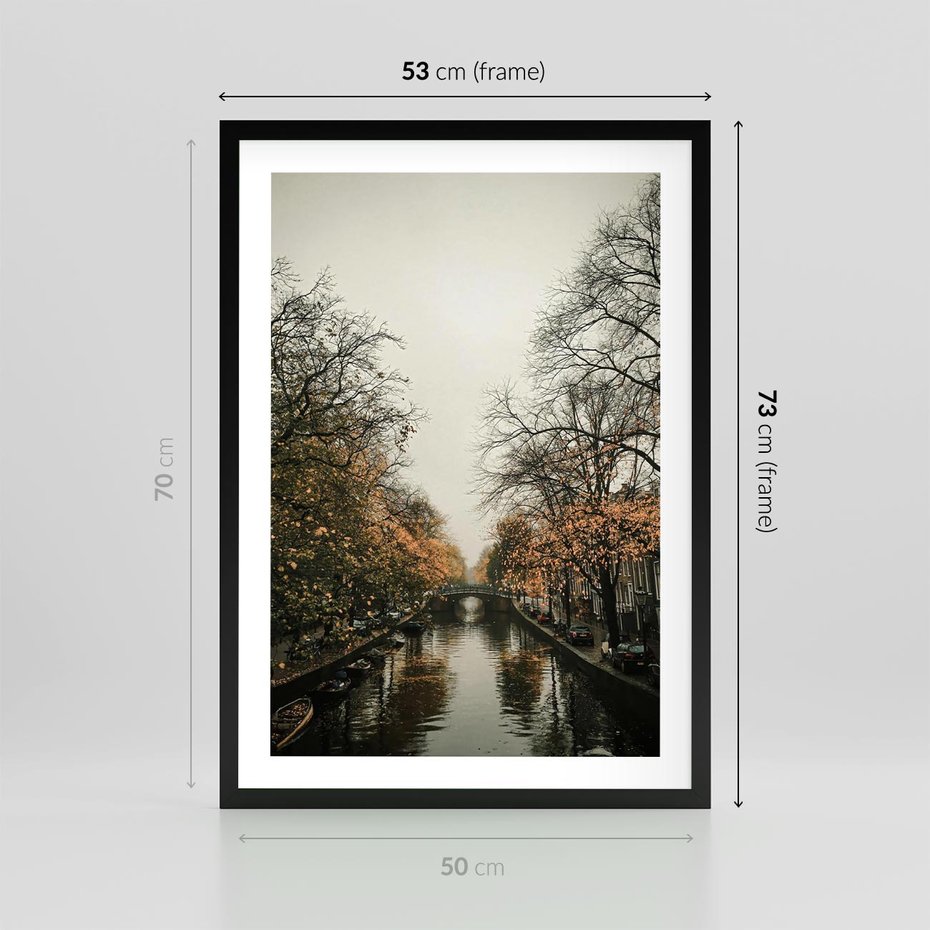 Plakat w ramie 50x70 - Jesienne Spacerki po Holenderskich Kanałach - kanały, Holandia - rama czarna