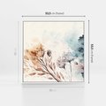 Obraz w ramie 50x50 - Nostalgiczne tańce pędzla - akwarelowe kwiaty, gałęzie - rama biała