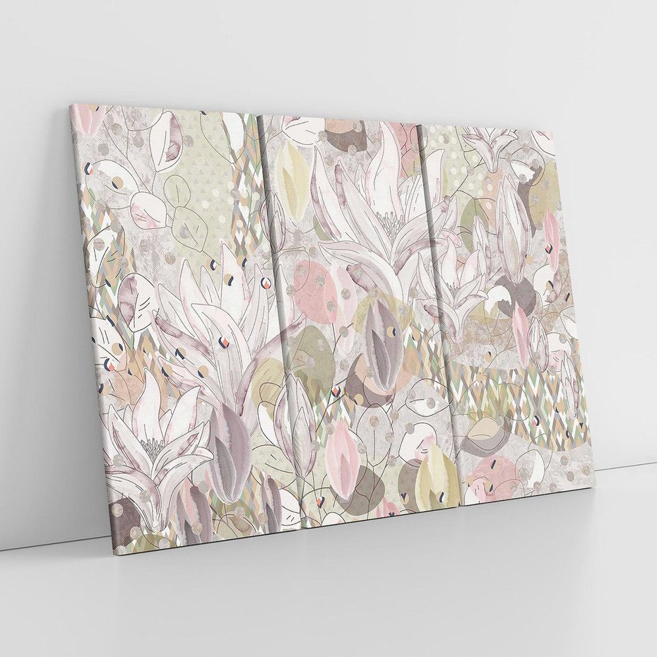 Obraz na płótnie 120x80 - Pejzaże zatajonej duszy - połączenie tekstur, roślinne motywy