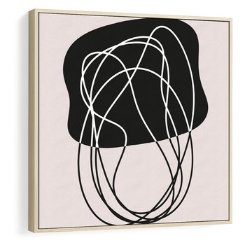 Obraz w ramie 50x50 - Abstrakcyjne Harmonie - abstrakcyjne szkicowane linie, minimalizm - rama drewno