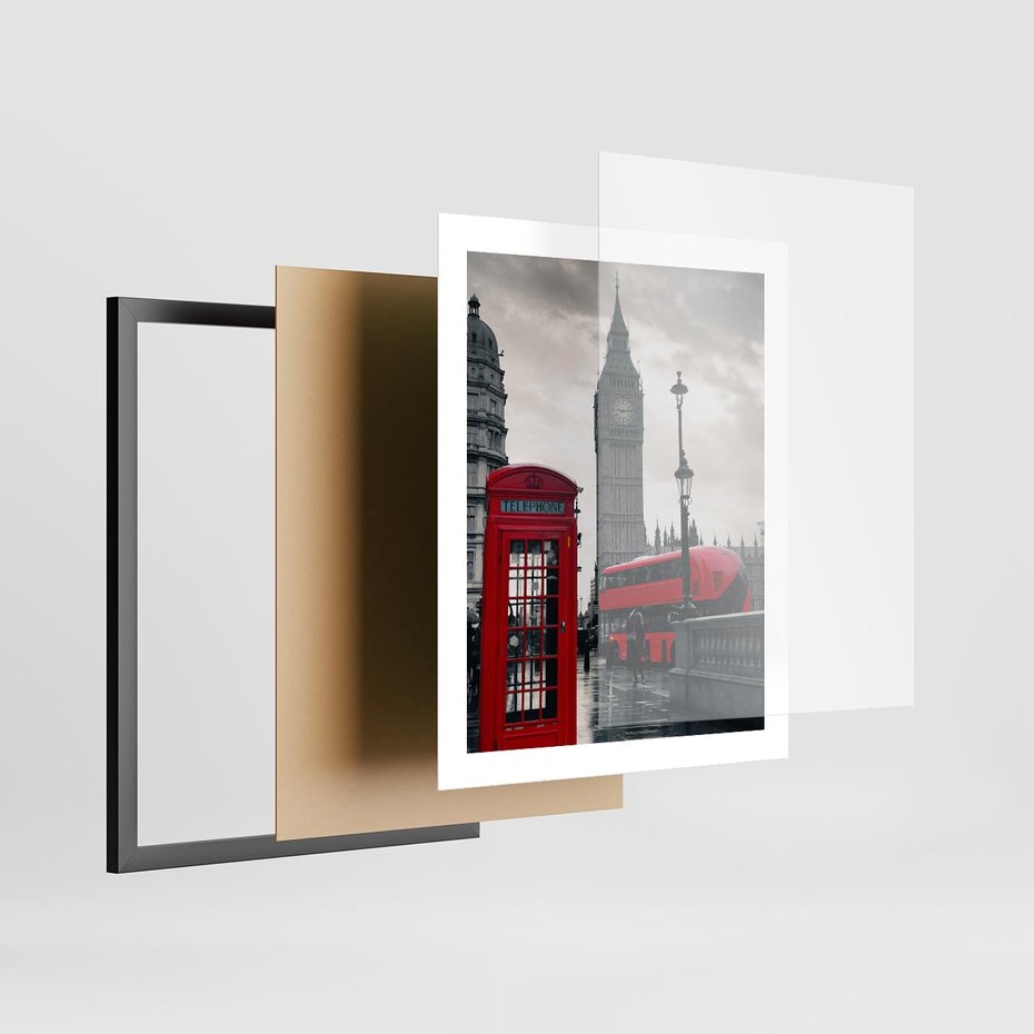 Plakat w ramie 40x50 - Londyński Klimat Telefoniczny - Londyn, telefon - rama czarna