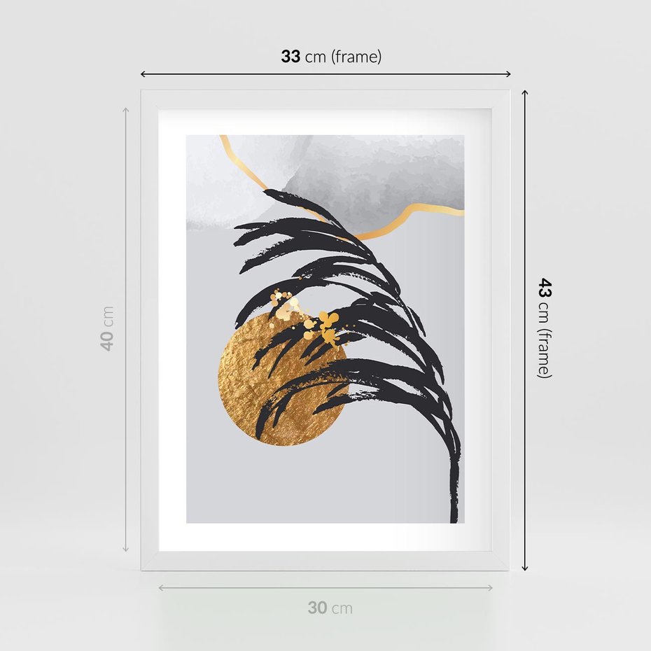 Plakat w ramie 30x40 - Palma w Szkicu - nowoczesna grafika, palma - rama biała