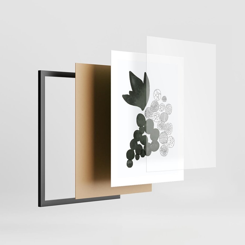 Plakat w ramie 30x40 - Grono Abstrakcji - minimalistyczny plakat, winogrona - rama czarna