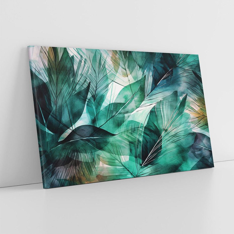 Obraz na płótnie 70x50 - Zieleń Tropików - tropikalne zielone liście palmy, monstera