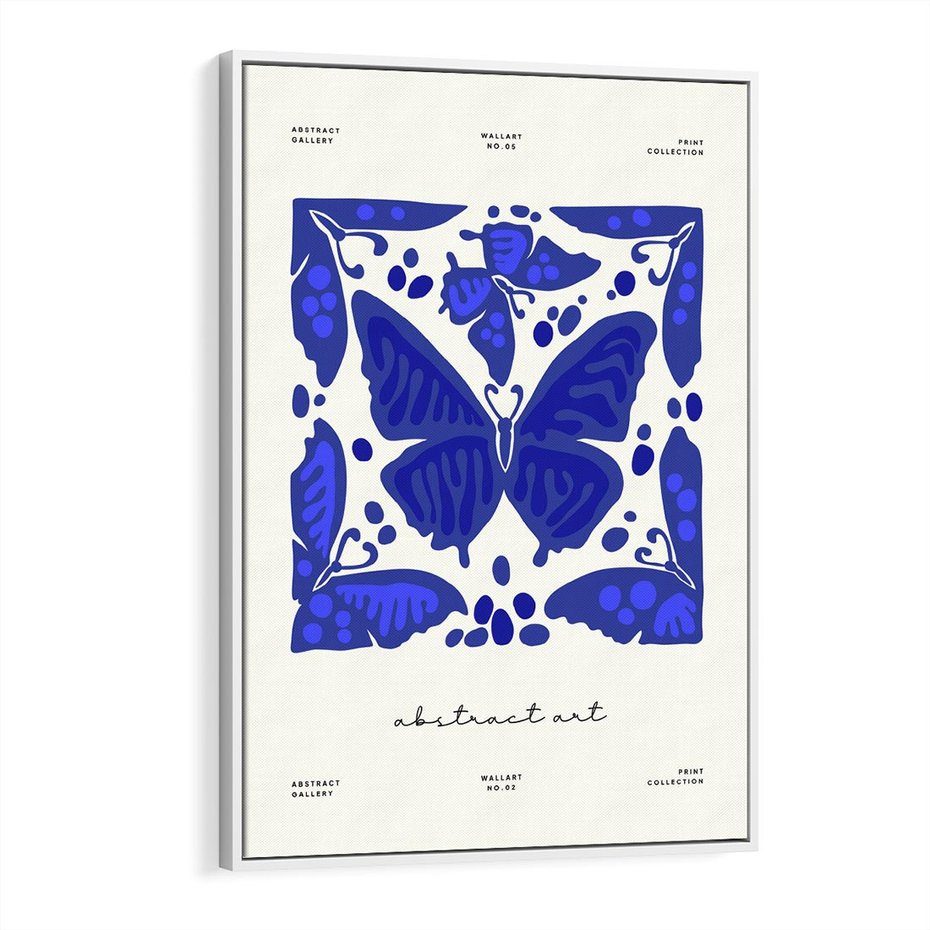 Obraz w ramie 70x100 - Wibracje Wnętrza - nowoczesny plakat, odcienie błękitu - rama biała