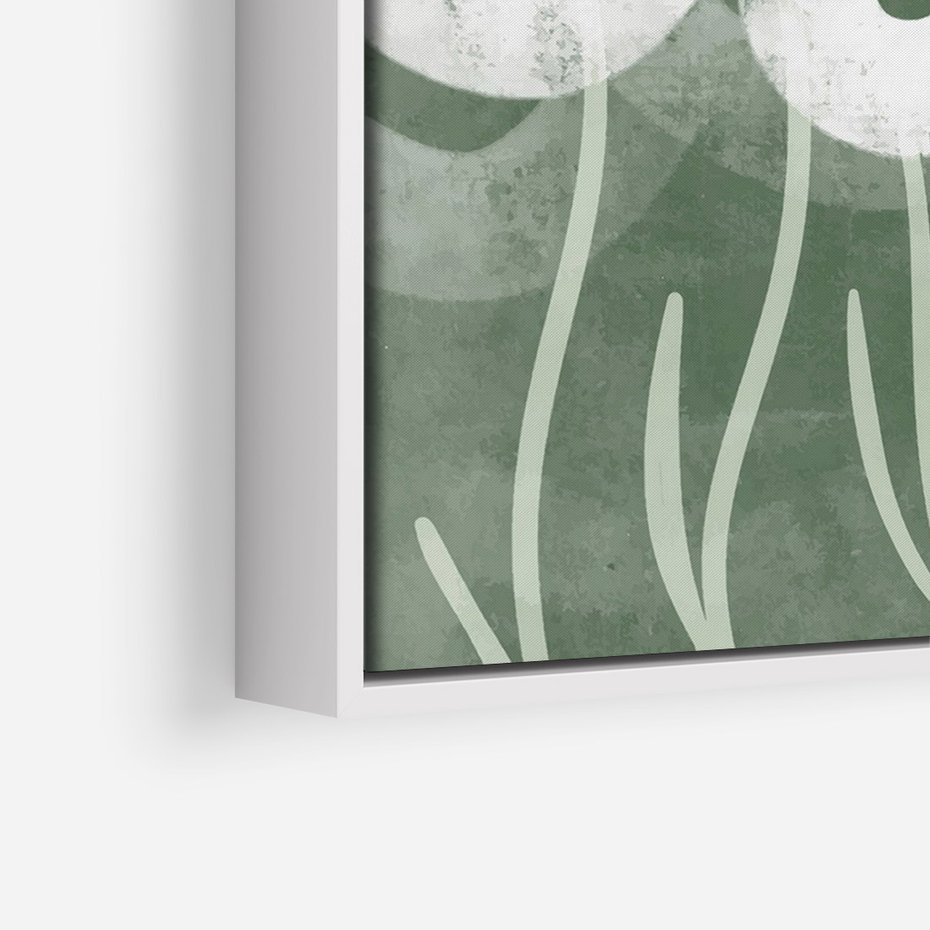 Obraz w ramie 70x100 - Spokojne Plamy Natury - zielony plakat, roślinne motywy - rama biała