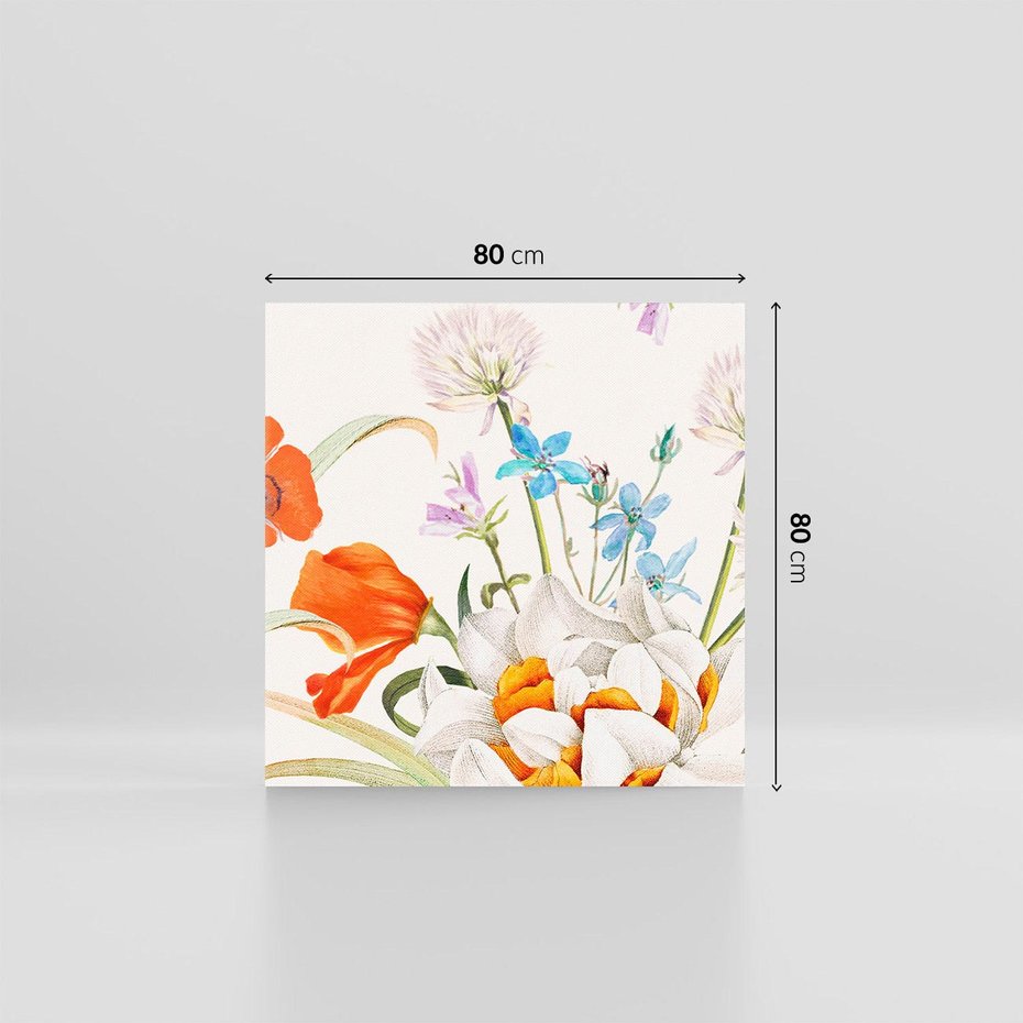 Obraz na płótnie 80x80 - Polne Kwiaty - polne kwiaty, na białym tle