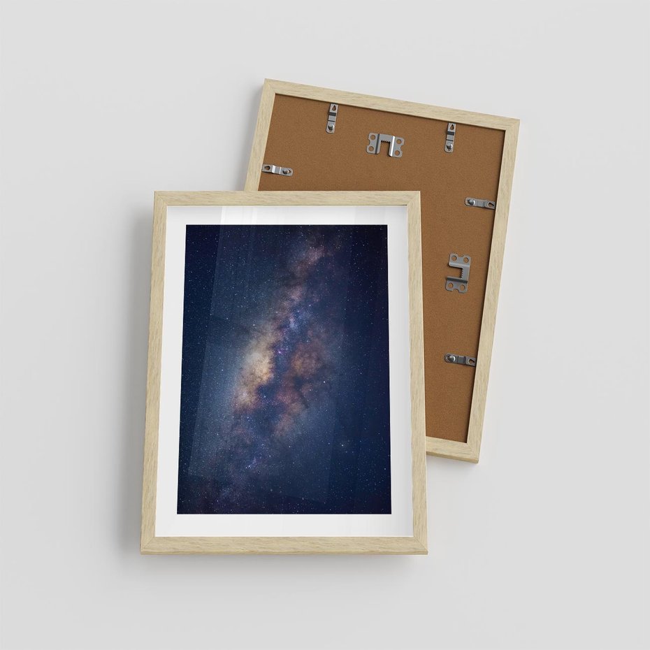 Plakat w ramie 30x40 - Wśród Gwiazd - rozgwieżdzone niebo, droga mleczna - rama drewno