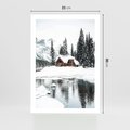 Plakat bez ramy 21x30 - Urok Zimowego Krajobrazu - domek w górach, zima