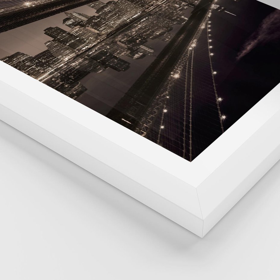 Plakat w ramie 30x40 - Most na nocnym horyzoncie - most, noc - rama biała