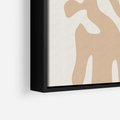 Obraz w ramie 50x50 - Eksploracja Abstrakcji - beżowa absrakcyjna kompozycja, czarny akcent - rama czarna