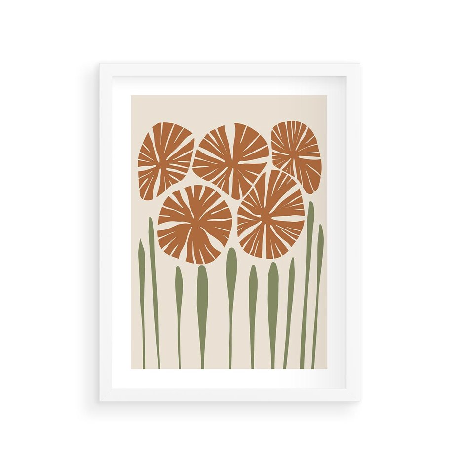 Plakat w ramie 30x40 - Akwarelowe Echa Przyrody - kwiaty, nowoczesny plakat - rama biała