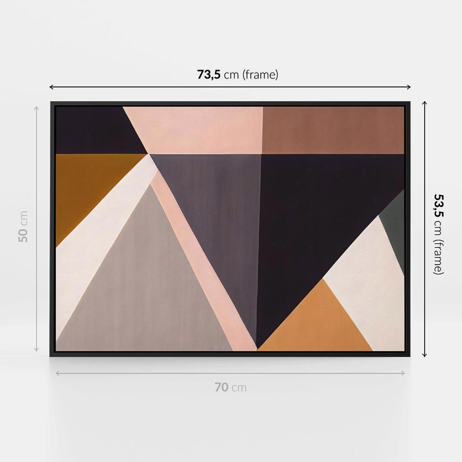 Obraz w ramie 70x50 - Trójkąty Wnętrz - abstrakcja, geometryczne kształty - rama czarna