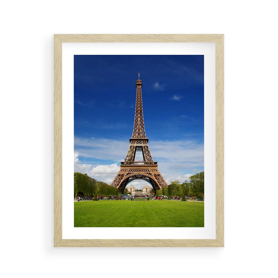 Plakat w ramie 40x50 - Eiffla: symbole Paryża - Eiffla, Paryż - rama drewno