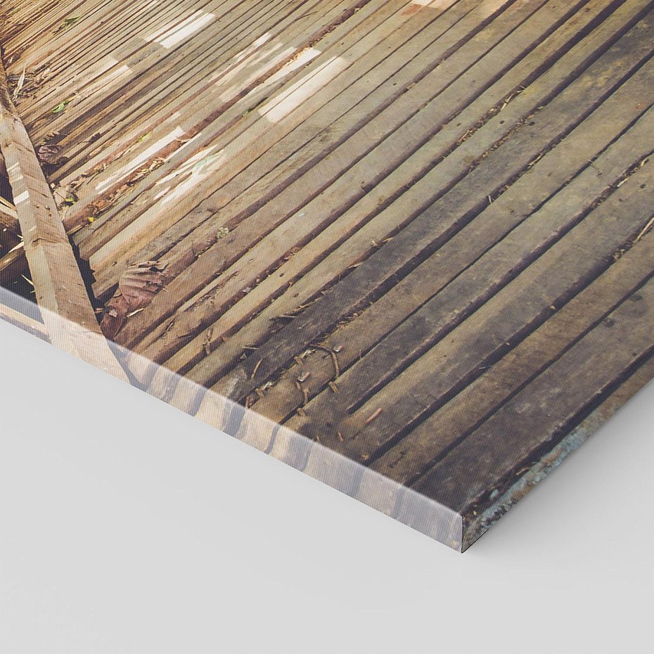 Obraz na płótnie 80x120 - Optyczne wrażenie na drewnianym moście - most, drewniany