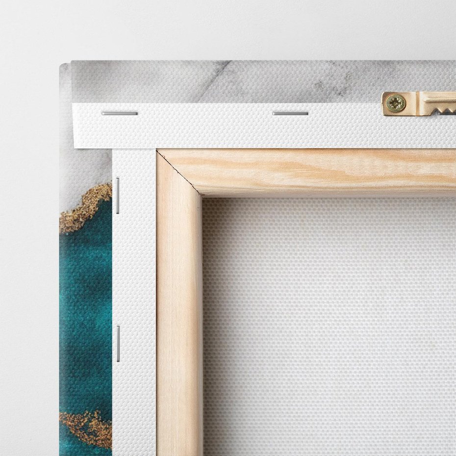 Obraz na płótnie 60x60 - Rozlane Turkusy - Turkusowe plamy, złote elementy