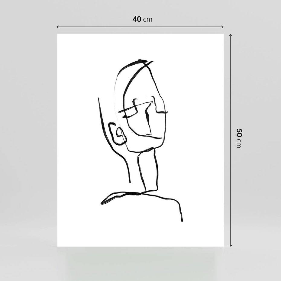 Plakat bez ramy 40x50 - Migotliwe Widzenia - szkic twarzy, minimalistyczny niewyraźny