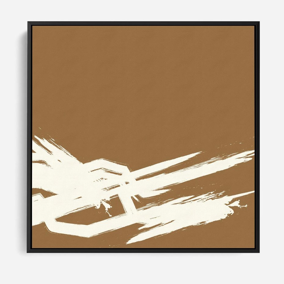 Obraz w ramie 50x50 - Taniec Energii - abstrakcyjne kreski, maźnięcia - rama czarna