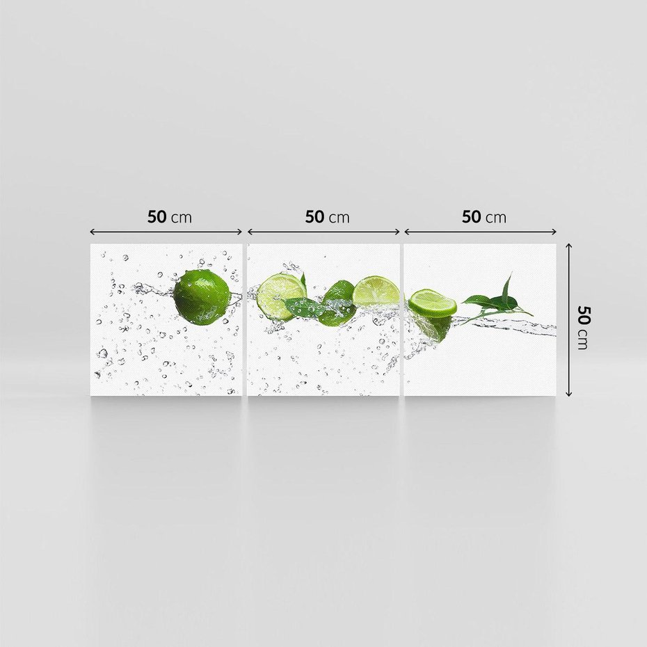 Obraz na płótnie 150x50 - Świeże limonki i woda - limonki, woda