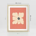 Plakat w ramie 40x50 - Malowane Kolorowe Echa - minimalistyczna grafika, biały kwiat na różowym tle - rama drewno